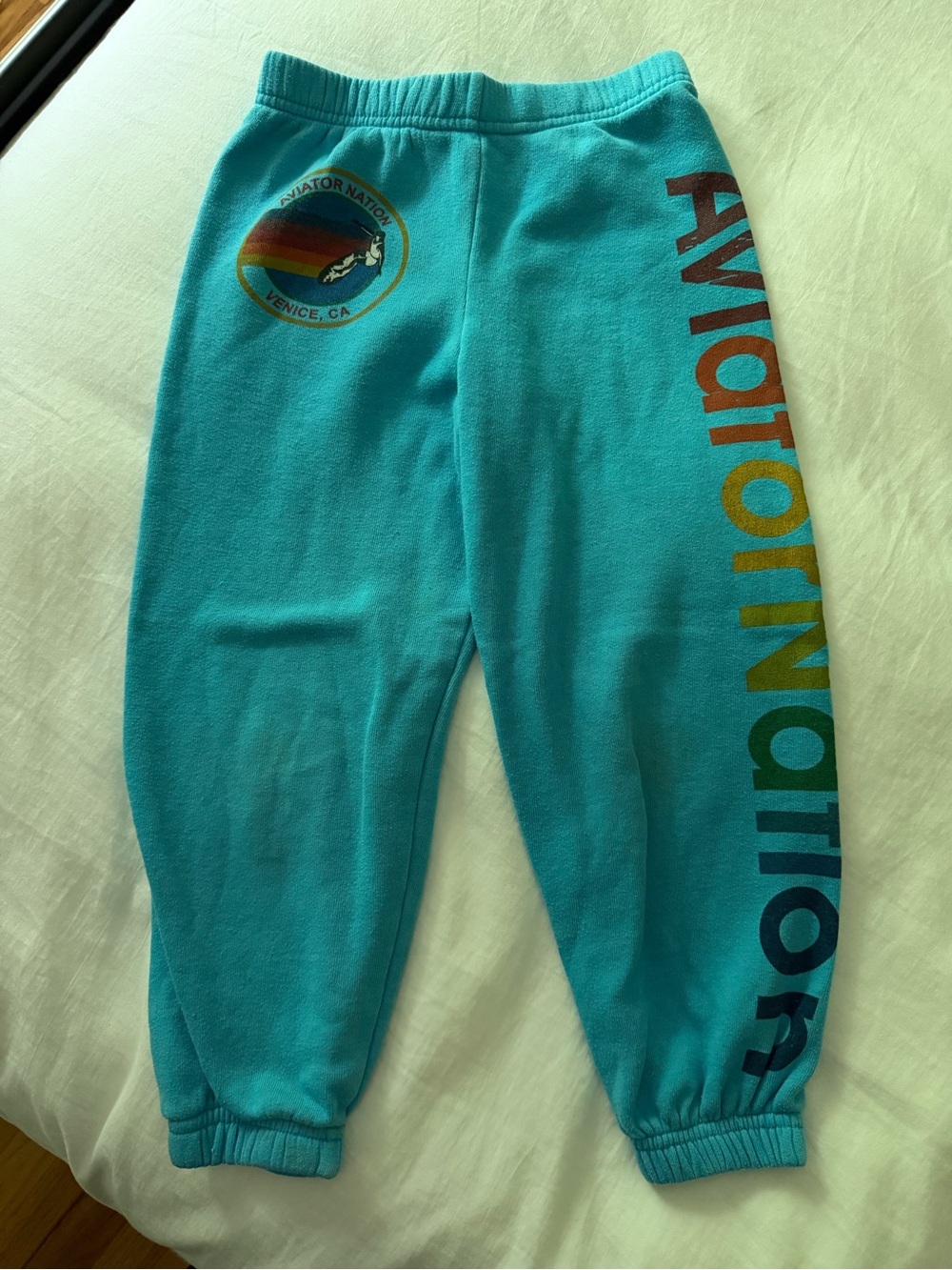 Aviator Nation Kids Blue/Teal Rainbow Logo Sweatpants